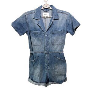 Pistola Parker‎ Denim Romper Size Medium Jumpsuit Shorts Blue Utility Field Suit